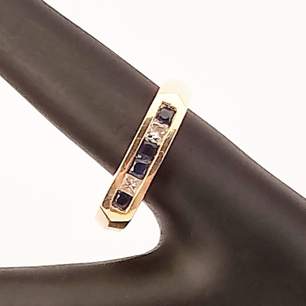 14K Gold Blue Sapphire and Diamond Ring - Picture 6 of 8